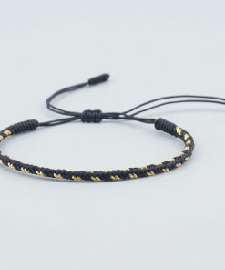 Bracelet de la chance Tibetain traditionnel noir et jaune