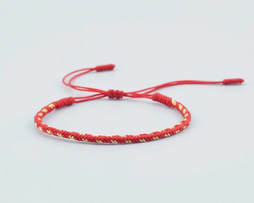 Bracelet de la chance Tibetain traditionnel rouge et jaune