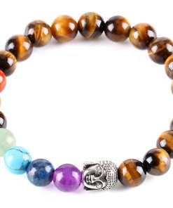 bracelet bouddha oeil de tigre et 7 chakras