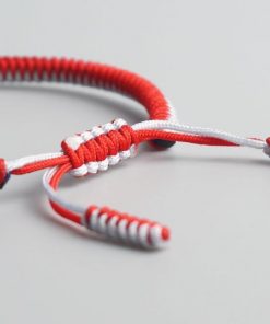 Bracelet tibétain porte-bonheur en tissu multicolore