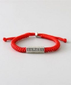 Bracelet om mani padme hum tibétain rouge