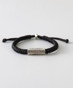 Bracelet om mani padme hum tibétain noir